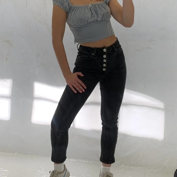 NEW WITH TAGS BDG High Rise Black Girlfriend Jean Button Fly - Picture 2 of 6